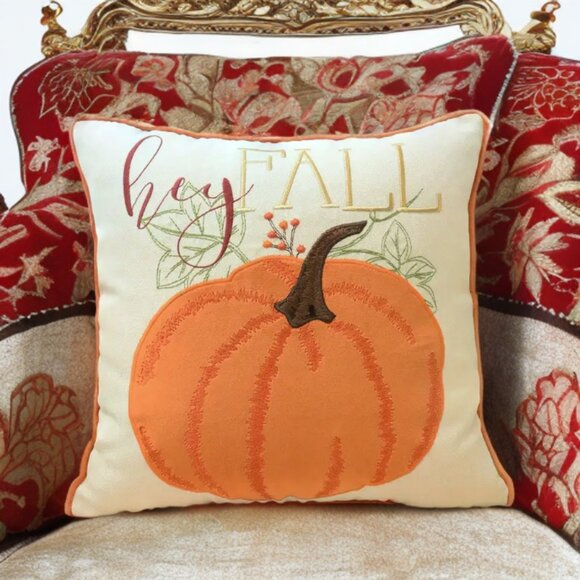 Pumpkin Pillow Cover Fall Decor Thanksgiving Cottage Farmhouse Throw Case Accent - Picture 11 of 11